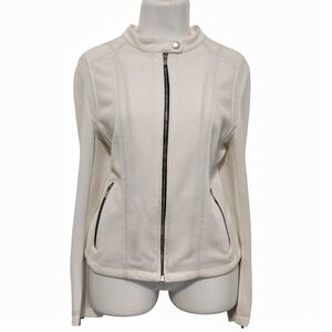 Black Rivet - Ivory Women's Moto Jacket